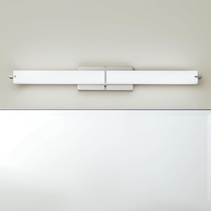 Kichler LED Linear Bath Light, Brushed Nickel | Integrated LED vanity light with white acrylic diffuser (37.5" x 4.75" x 4.5"), 11147NILED