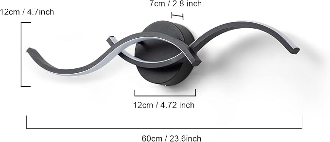 EDISLIVE Modern Wave LED Vanity Light Dimmable Modern Led Vanity Light Fixtures Linear Wall Sconce with Acrylic Strip Shade，24 in LED Vanity Lights for Bathroom Bedroom Makeup Living Room, Black