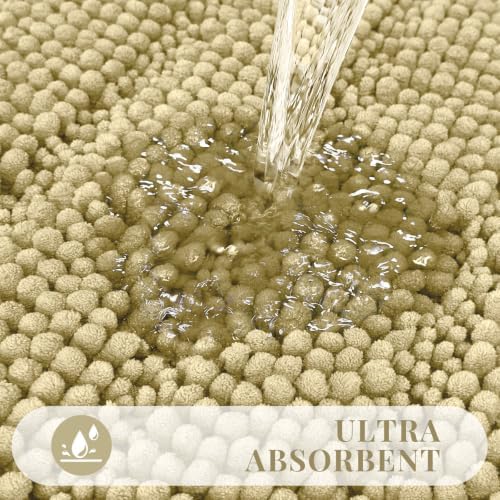 Bcoimo Small Bath Rug Mat,Chenille High Absorbent Beige Bathroom Floor Mats