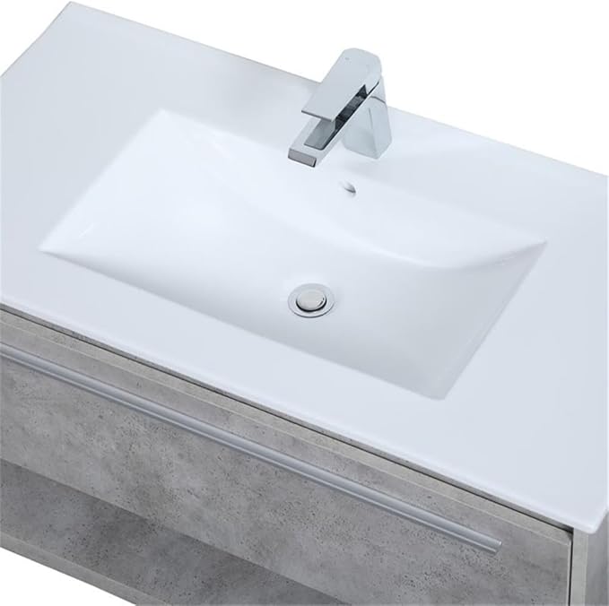 36 Inch Single Bathroom Floating Vanity in Concrete Grey, 714554