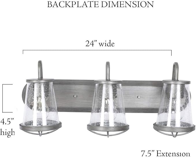 Designers Fountain Darby 3-Light Bathroom Vanity Light Fixture, Weathered Iron, 87003-WI