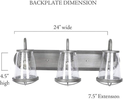 Designers Fountain Darby 3-Light Bathroom Vanity Light Fixture, Weathered Iron, 87003-WI