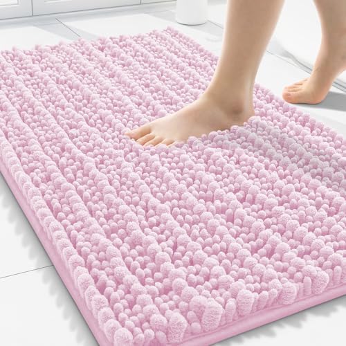 Smiry Bathroom Rugs 30X20, Extra Soft Rubber Backing Chenille Bath Mats