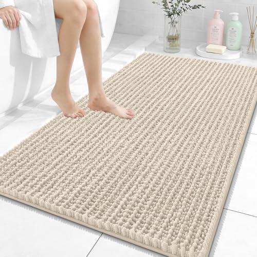 OLANLY Large Bathroom Rugs 44x32, Thick Soft Absorbent Chenille Bath Rugs