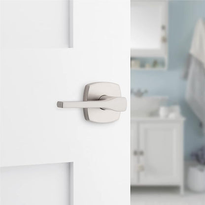 Kwikset Tripoli Lever Interior Privacy Door Handle with Lock, Door Lever for Bathroom and Bedroom, Satin Nickel Reversible Keyless Turn Lock, with Microban Protection (Pack of 6)