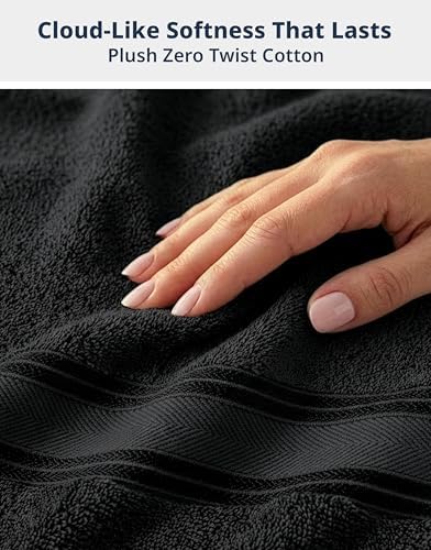 LANE LINEN Large Bath Sheet Set Oversized Soft Absorbent Quick Dry - Black
