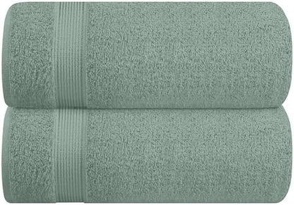 Belizzi Home Cotton 2 Pack Oversized Bath Sheet 35x70, Large Bath Sheet, Ultra Soft, Absorbent, Compact, Eco-Friendly, Recyclable, Quick Drying and Lightweight Towel - Jade