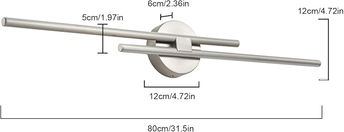 EDISLIVE Dimmable Modern LED Vanity Light Fixtures Bathroom Vanity Wall Lighting, 31.5 in Mirror Vanity Lighting Fixtures for Bathroom Bedroom Makeup Living Room,Nickel