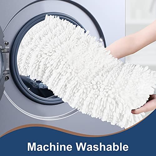 Luxury Chenille White Bathroom Rugs Sets 2 Piece, Thickened Hot Melt Rubber Bottom Bath Mats for Bathroom Non Slip,Bath Rugs Quick Dry Machine Washable for Shower Mat (47"x17"+17"x24")