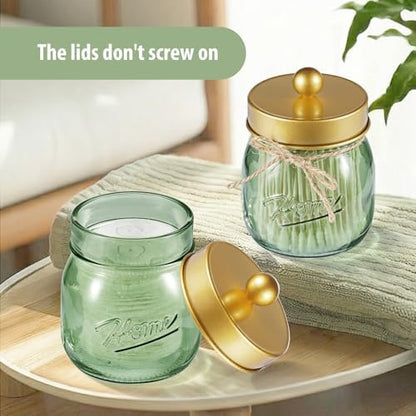 SheeChung Mason Jar Bathroom Accessories Set, 6Pcs Green Glass Bathroom Set