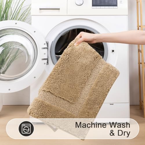 SHACOS Soft Microfiber Khaki Brown Bathroom Rugs Sets 2 Pieces 32x20 inch