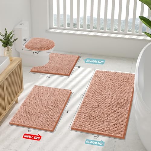 Smiry Bathroom Rugs 30X20, Luxury Chenille Extra Soft Absorbent Bath Mat