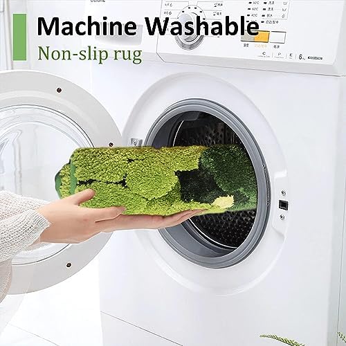 Hifuwan Cute Green Moss Shag Bathroom Rugs, Plant Bath Mats, 20 x 32 Inch