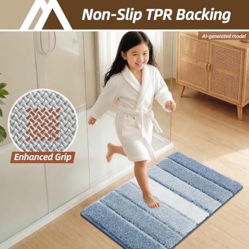 COSY HOMEER Bathroom Rugs 30x20,Ultra Soft Absorbent Bath Mat,Blue