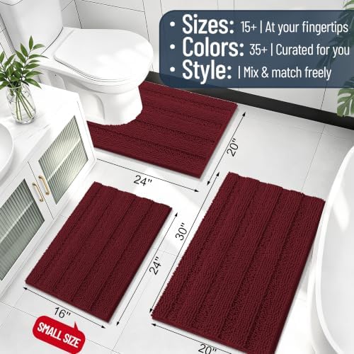 Smiry Thick Chenille Bathroom Rugs 36x24, Soft Bath Mat, Andorra Red-Brown