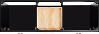 ARIEL Hamlet 66-inch Bathroom Vanity with Sink,Solid Wood, 1.5-inch Carrara White Quartz Countertop & Backsplash, Double Rectangular Porcelain Sink, 4 Soft Closing Doors, 3 Dovetail Drawers, Black