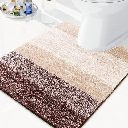 Arotive Microfiber Bathroom Rugs, Soft Absorbent Contour Toilet Rugs, 24x20