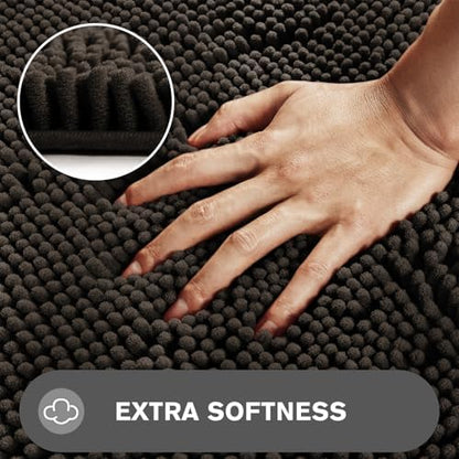 Bathroom Runner Rug 24 x 60 Inch – Extra Large Long Bath Mat | Absorbent and Washable Thick Chenille Bath Rug Non-Slip Runner Rug for Bathroom, Shower, Sink(Chocolate Brown)