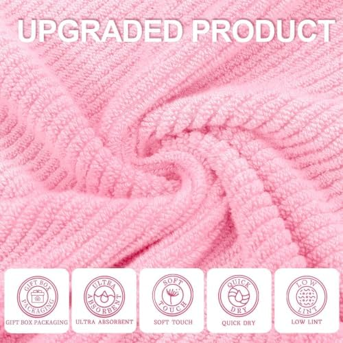 VOOVA & MOVAS 6PC Towel Set, 100% Cotton, Pink