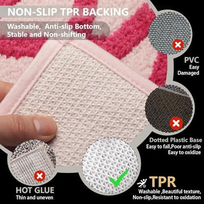 KOEXM Get Naked Bath Mat 18" x 47", Pink Long Runner Mat Bathroom