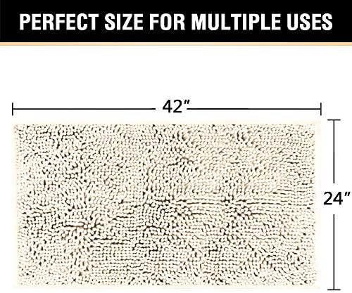 H.VERSAILTEX Microfiber Bath Rugs Chenille Floor Mat Ultra Soft Washable Bathroom Dry Fast Water Absorbent Bedroom Area Rugs, 24 x 42 - Inch, Ivory