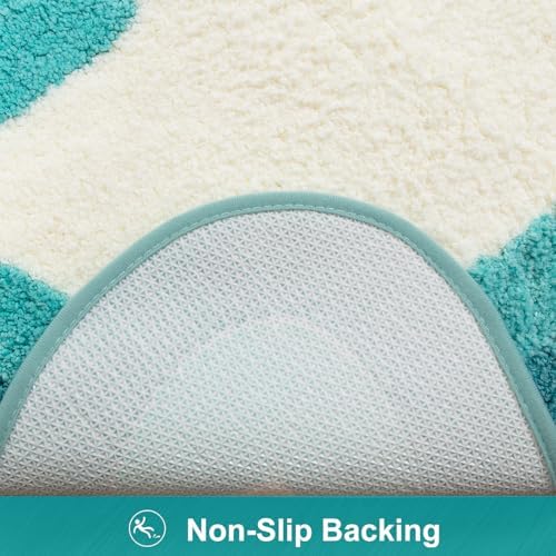 HAOCOO Luxury Microfiber Bathroom Rug, 20x31 inch Soft Non Slip Aqua Blue Gradient Bath Mat, Absorbent Washable Cute Bath Mat for Sink Tub Shower