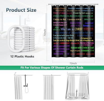 Who I Am In Christ Bible Verse Quote Shower Curtain with Hooks 72 x 72 Inch