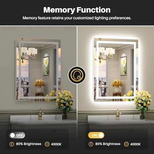 Briivue 36x30 Inch LED Bathroom Mirror with Lights, Backlit & Front Lit