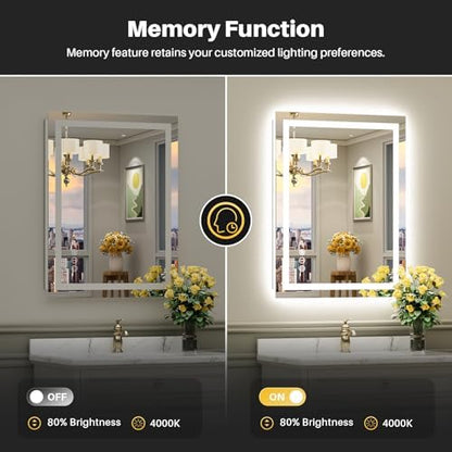 Briivue 36x30 Inch LED Bathroom Mirror with Lights, Backlit & Front Lit