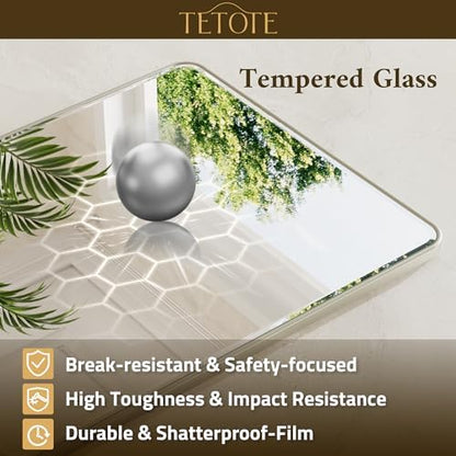 TETOTE Brushed Nickel Vanity Mirror for Bathroom 36 x 36 Beveled Edge Tempered Glass, Rounded Corner Rectangle Wall Mirror for Modern Bathroom, Living Room, Bedroom, Entryway