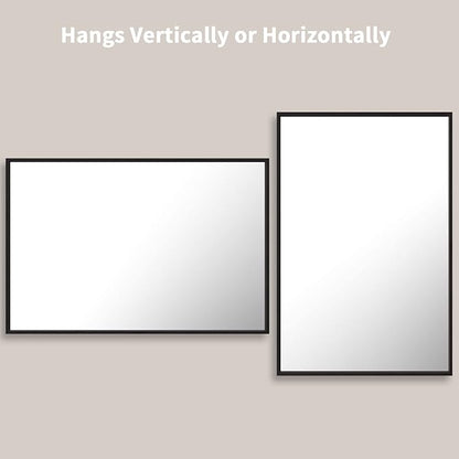 LOAAO 24"X36" Black Rectangle Bathroom Mirror Wall, Matte Black Aluminum Alloy Frame, Hangs Vertically or Horizontally, Easy to Install