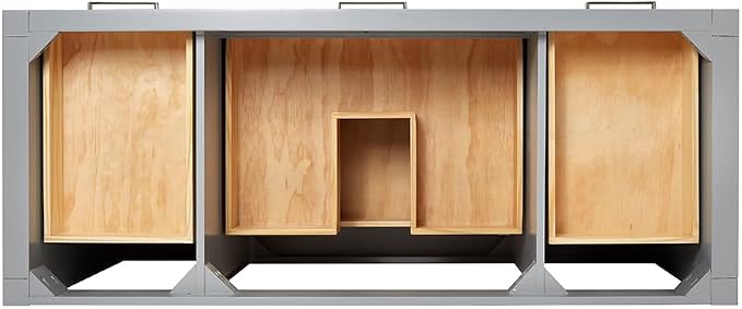 Alenza 54" Grey Bathroom Vanity with Sink, 1.5" Italian Carrara Marble Countertop, Rectangular Undermount Sink, 2 Soft Closing Doors, 5 Dovetail Drawers