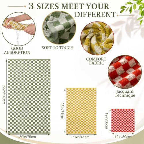 Hahafelt Decorative Bathroom Towel Set,Colorful,Checkered