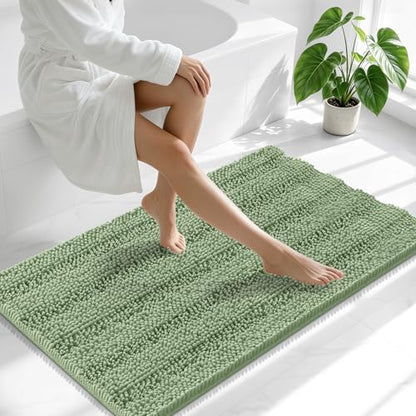 Smiry Thick Chenille Large Bathroom Runner Rugs 45x27, Bath Mat, Sage Green