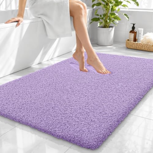 OLANLY Microfiber Large Bathroom Rugs 40x32, Ultra Soft Bath Mat, Lavender