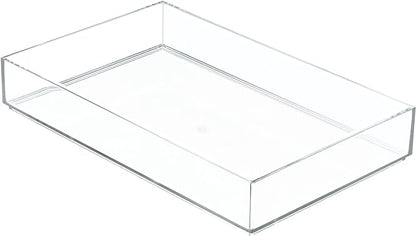 iDesign Clear Drawer Organizer, Plastic Tray for Makeup Storage on Bathroom Vanity, Dresser or Desk