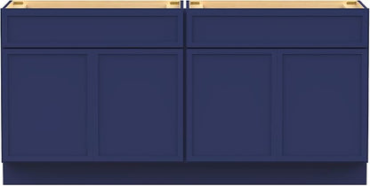 78 Inch Bathroom Vanity Base Only, Double Vanity Cabinet with Soft Closing Door, 2ea 39 inch Cabinet, Without Top,Blue