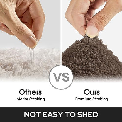HOMEIDEAS Bathroom Rugs Sets 2 Piece, Super Soft and Absorbent Non Slip Microfiber Machine Washable Bath Mat Set (20" x 32" + 16" x 24", Brown)