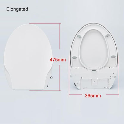 Non-Electric Bidet Toilet Seat, Elongated Fit with Quiet-Close Lid, Dual Nozzles for Rear & Feminine Wash, Easy DIY Installation