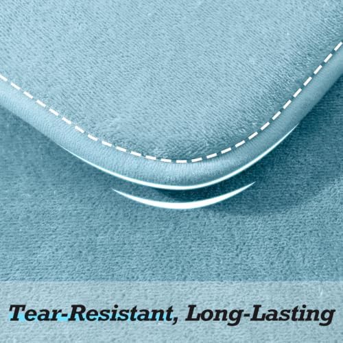 HUXMEYSON Bathroom Rugs Sets 2 Piece, Non-Slip & Quick Dry Bath Mat Set, Ultra Soft Velvet Bath Rugs for Bathroom, Toilet and Shower Floor, Lake Blue