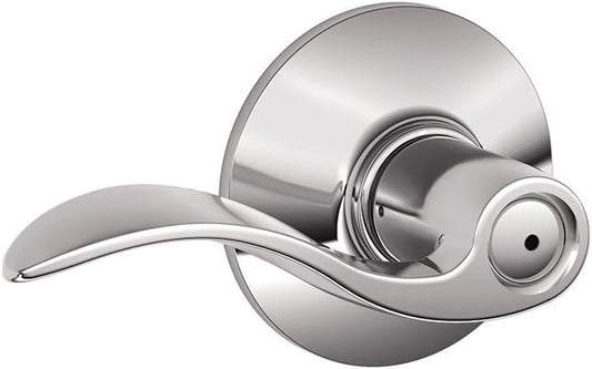 Schlage F40 ACC 625 Accent Door Lever, Bed & Bath Privacy Lock, Bright Chrome