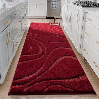 DEXDE Bathroom Rugs Runner Non-Slip Mat for Bathroom Floor, 24X72 Burgundy