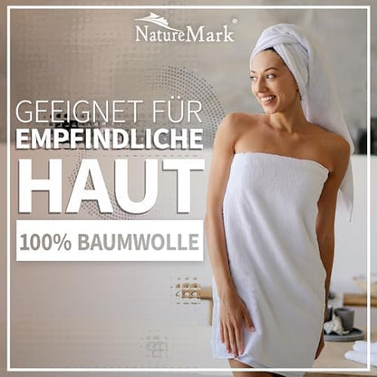 Pack of 2 Bath Towels - 100% Cotton, 500 g/m² - Soft, Absorbent & Durable - for Home, Sauna & Travel - 27x54 in (White)