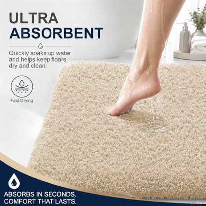 OLANLY Microfiber Bathroom Runner Rugs 59x24, Soft Absorbent Bath Mat, Sand