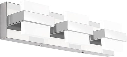 SOLFART 3 Lights Chrome Bathroom Vanity Light Modern LED Bathroom Light Fixtures Over Mirror Vaniy Light 20 inch White Light Dimmable