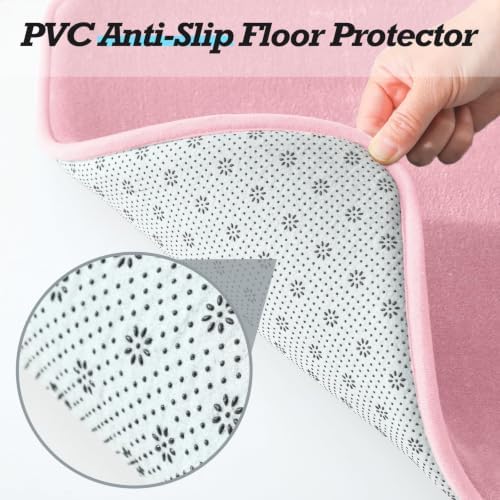 HUXMEYSON Bathroom Rugs Sets 2 Piece, Non-Slip & Quick Dry Bath Mat Set, Ultra Soft Velvet Bath Rugs for Bathroom, Toilet and Shower Floor, Rose Pink