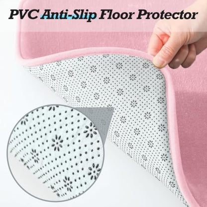 HUXMEYSON Bathroom Rugs Sets 2 Piece, Non-Slip & Quick Dry Bath Mat Set, Ultra Soft Velvet Bath Rugs for Bathroom, Toilet and Shower Floor, Rose Pink