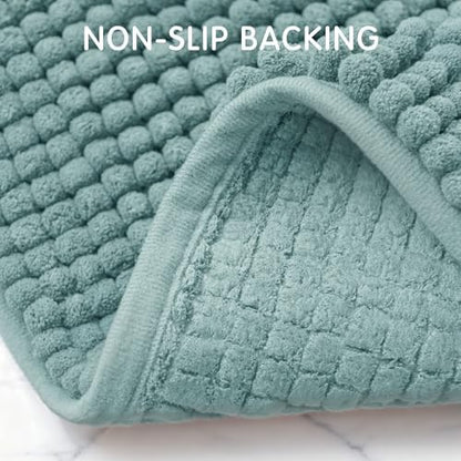 SUBRTEX Bathroom Rugs Chenille Bath Rug Soft Short Plush Bath Mat Soft Shower Mat Water Absorbent Shower Mat Quick Dry Machine Washable(Light Green,18" x 24")