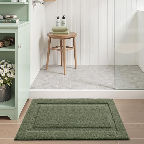 LUMI Ultra Soft Bathroom Rugs Absorbent, Non Slip Bath Mat 17x30, Green