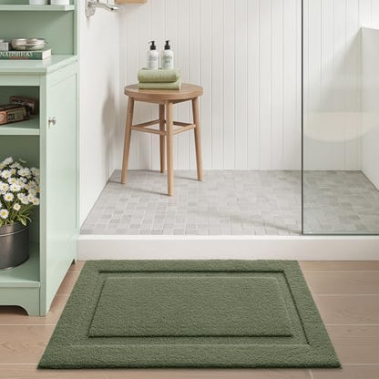 LUMI Ultra Soft Bathroom Rugs Absorbent, Non Slip Bath Mat 17x30, Green